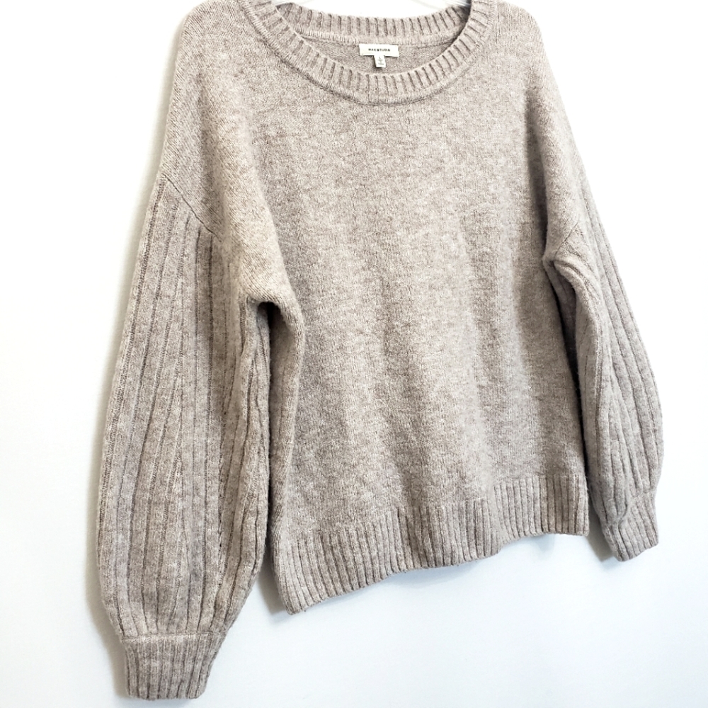 Nwot Max Studio Blush Ribbed Puffed Longsleeve Pullover Sweater - Picture 8 of 11